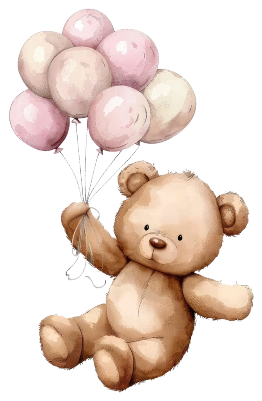 Orsetto con palloncini rosa